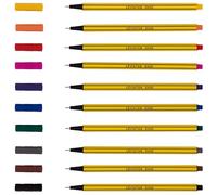 LEVIATAN Fineliner Stylo Feutre Pointe Fine - Lot de 10 Stylos - Stylo Feutres Adapté à l'usage Quotidien - Trait Super Fin, Largeur d'environ 0.4 mm, Multicolore