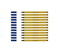 LEVIATAN Fineliner Stylo Feutre Pointe Fine - Lot de 12 Stylos - Stylo Feutres Adapté à l'usage Quotidien - Trait Super Fin, Largeur d'environ 0.4 mm, Bleu