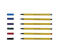 LEVIATAN Fineliner Stylo Feutre Pointe Fine - Lot de 6 Stylos - Stylo Feutres Adapté à l'usage Quotidien - Trait Super Fin, Largeur d'environ 0.4 mm, Multicolore