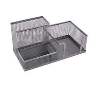 Leviatan Organiseur de Bureau en Métal | Porte-Stylo pour Bureau | Organiseur de Bureau avec Porte-Notes en Maille | 205 x 103 x 98 mm | Argent