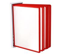 LEVIATAN Porte Document Mural A4 - Support Mural Présentoir 10 Pochettes pour Consultation et Présentation Documents, Rouge