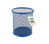 LEVIATAN Pot à Crayons en Métal - Porte-Stylo Rond Ø91 mm - Organiseur de Bureau et Maison - Filet Métallique avec Base Antidérapante - Bleu Marine