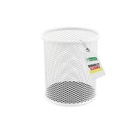 LEVIATAN Pot à Crayons en Métal - Porte-Stylo Rond Ø91 mm - Organiseur de Bureau et Maison - Filet Métallique avec Base Antidérapante - Perle
