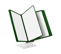 LEVIATAN Système de Présentation de Table A4 avec 10 Panneaux - Support Métallique Stable - Porte-Documents Rotatif pour Bureau, Atelier, Accueil - Vert