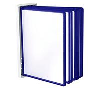 LEVIATAN Système Mural de Présentation A4 avec 10 Panneaux - Support Mural en Métal - Porte-Documents pour Bureau, Atelier, Entrepôt - Bleu