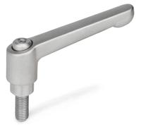 Levier de verrouillage en acier inoxydable, modèle GN 300.5, avec une poignée de 92 mm et un filetage M12x50
