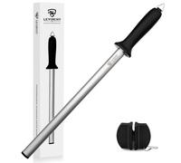 LEVINCHY Acier diamanté 30,5 cm Acier d'aiguisage de couteaux de qualité supérieure, tige d'affûtage, aiguiseur de couteaux professionnel, léger et durable
