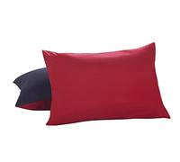 Levinsohn Lux Hotel Parure de lit réversible en Microfibre Oreiller, Standard/Queen, Bleu Marine/Rouge, 2-Pack