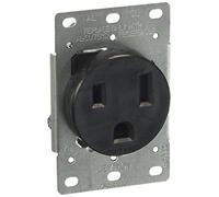 Leviton 5374-S00 50 A, 250 V, prise de montage encastré, lame droite, qualité industrielle, mise à la terre, noir, 1 pièce