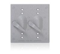 Leviton WM2S-GY Couvercle de double prise résistant aux intempéries, couvercle plat en métal, interrupteur 2 voies, gris