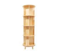 Levkitch Bibliothèque Tournante Rotative en Bois - Affichage à 360 Degrés, Étagère de Rangement Multifonction, Organisateur 4 Niveaux