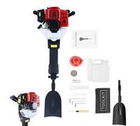 Levkitch Excavatrice à essence 52 cc - Puissance de frappe : 20-55 J | Pelleteuse à 2 temps 1900 W à main avec pelle et kit d'outils pour jardin, ferme