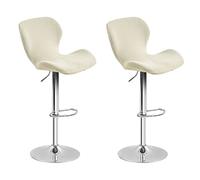 Levoberg 2 Pièces Housse de Tabouret de Bar Incurvé en Velours Extensible Housse de Chaise de Bar avec Dossier Elastique Couverture Tabouret Haute de Cuisine Beige