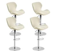 Levoberg 4 Pièces Housse de Tabouret de Bar Incurvé en Velours Extensible Housse de Chaise de Bar avec Dossier Elastique Couverture Tabouret Haute de Cuisine Beige