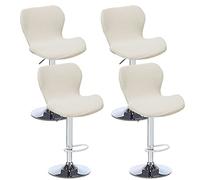 Levoberg 4PCS Housse de Tabouret de Bar Incurvé Extensible Housse de Chaise de Bar avec Dossier Elastique Couverture Tabouret Haute de Cuisine Beige