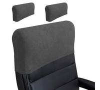 Levoberg Housse d'appui-tête de Chaise de Bureau Extensible Couverture Appui-tête Fauteuil de Bureau Housse Protection pour Appui-tête de Chaise d'ordinateur Lavable 2 Pièces Velours-Gris foncé