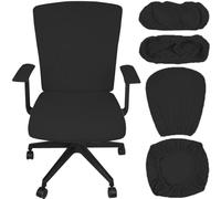 Levoberg Housse de Chaise de Bureau avec Housse d'accoudoir Extensible Housse Fauteuil de Bureau Imperméable Couverture Siège de Bureau Rotatif Housse Chaise d'ordinateur Lot de 1 Noir