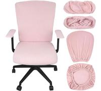 Levoberg Housse de Chaise de Bureau avec Housse d'accoudoir Extensible Housse Fauteuil de Bureau Imperméable Couverture Siège de Bureau Rotatif Housse Chaise d'ordinateur Lot de 1 Rose