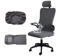 Levoberg Housse de Chaise de Bureau avec Housse d'appui-tête Extensible Housse Fauteuil de Bureau Imperméable avec Zip Couverture Chaise d'ordinateur Lavable Gris foncé
