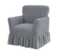 Levoberg Housse de Fauteuil Extensible avec Jupe Couverture Canapé 1 Place Protecteur pour Fauteuil Cabriolet avec Accoudoir Housse Chaise de Banquet pour Salon Chambre Bureau Gris Clair