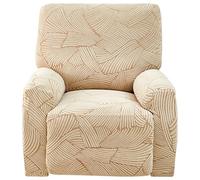 Levoberg Housse de Fauteuil Relax Electrique 4 Pièce Extensible en Jacquard Housse Fauteuil Inclinable avec Poches Latérales Couverture Protège Canapé 1 Place Relaxant Lavable Chameau