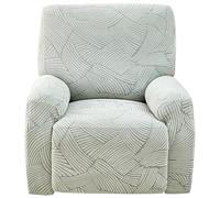 Levoberg Housse de Fauteuil Relax Electrique 4 Pièce Extensible en Jacquard Housse Fauteuil Inclinable avec Poches Latérales Couverture Protège Canapé 1 Place Relaxant Lavable Gris Clair