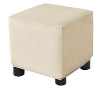 Levoberg Housse de Pouf Carrée en Velours Extensible Housse de Repose-Pieds Carrée Couverture Ottoman Pouf Cube Protecteur Coffre de Rangement S Beige