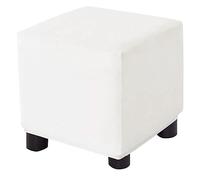 Levoberg Housse de Pouf Carrée en Velours Extensible Housse de Repose-Pieds Carrée Couverture Ottoman Pouf Cube Protecteur Coffre de Rangement M Blanc