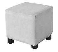 Levoberg Housse de Pouf Carrée en Velours Extensible Housse de Repose-Pieds Carrée Couverture Ottoman Pouf Cube Protecteur Coffre de Rangement S Gris Clair