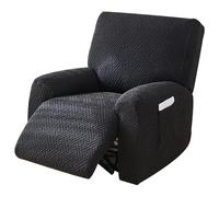 Levoberg Housse Fauteuil Relax Electrique Extensible 4 Pièce en Jacquard Housse Fauteuil Inclinable avec Poches Latérales Couverture Protège Canapé 1 Place Relaxant Lavable Noir