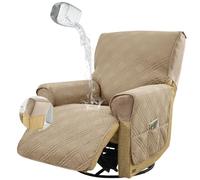 Levoberg Housse pour Fauteuil Relax Electrique Imperméable Housse de Fauteuil Inclinable 1 Place avec Poches Latérales Couverture Protège Canapé Relaxant Antidérapant Lavable Chameau