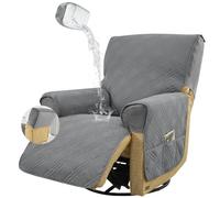 Levoberg Housse pour Fauteuil Relax Electrique Imperméable Housse de Fauteuil Inclinable 1 Place avec Poches Latérales Couverture Protège Canapé Relaxant Antidérapant Lavable Gris foncé