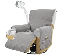 Levoberg Housse pour Fauteuil Relax Electrique Imperméable Housse de Fauteuil Inclinable 1 Place avec Poches Latérales Couverture Protège Canapé Relaxant Antidérapant Lavable Gris Clair