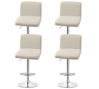 Levoberg Lot de 4 Housses de Tabouret de Bar avec Dossier Extensible Housse de Chaise de Bar Couverture Tabouret Haut de Cuisine Protecteur Chaise de Salle à Manger Pivotante Beige