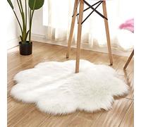 Levoberg Tapis Peau de Mouton Rond Moquette Peau d'agneau Tapis Fourrure Synthétique 60cm Blanc