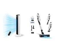 LEVOIT Ventilateur Colonne Silencieux avec Aspirateur Balai sans Fil 4 en 1 Léger Anti-Enchevêtrement, Ventilateur sur Pied & Aspirateurs Balais et balais électriques pour Chambre