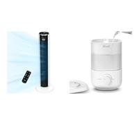LEVOIT Ventilateur tour 28 dB silencieux 7 m/s avec mode veille avancé et télécommande Humidificateur Classic 160 2,5 L avec veilleuse pour chambres d'enfants et chambres