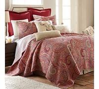 Levtex Épicéa Coton Parure de lit 1 Personne King Rouge