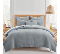 Levtex Home - Mills Waffle - Parure de lit pour très Grand lit/très Grand lit californien - Tissu gaufré en Coton Chambray - Taille de la Couette (269,2 x 233,7 cm), taie d'oreiller (91,4 x 50,8 cm)