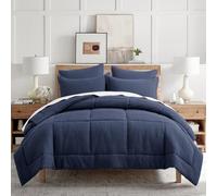 Levtex Home - Parure de lit Mills gaufrée bleu marine - Couette pour très grand lit + 2 taies d'oreiller pour très grand lit - Tissage gaufré bleu marine - Couette (269,2 x 238,8 cm) et taie