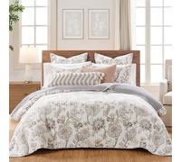 Levtex Home - Parure de lit Ophelia - Couette pour lit double/grand lit et deux taies d'oreiller standard - Motif floral - Taupe gris crème blush - Couette (228,6 x 238,8 cm) et taies d'oreiller (50,8