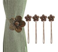 Lewondr Embrasse à Rideaux Magnétique en Forme de Fleur, Café | 2 Paire, Attaches en Résine pour Rideaux avec Corde de Draperie, Attache de Rideau Vintage pour Maison Salon Chambre Bureau