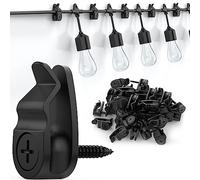 Lewufe Lot de 50 clips de suspension pour guirlande lumineuse d'extérieur, résistants aux intempéries pour suspendre des guirlandes lumineuses, décoration de vacances - Noir