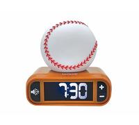 Lexibook, Baseball - Réveil Veilleuse Baseball, Sons et Mélodies, Écran LCD rétroéclairé, Lumineux, Snooze, Marron/Blanc, RL800BL