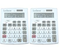 Lexibook, Calculatrice de Bureau 12 Chiffres avec Écran LCD, 8 Fonctions, Larges Touches, Solaire & Piles, Blanche/Grise, C129 (Lot de 2)
