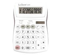 Lexibook, Calculatrice de Bureau à 10 Chiffres, C210LXB | Écran rabattable, Fonctions de base et mémoire, Grandes touches et grand écran, Alimentation solaire et par pile, Blanc/Gris