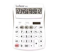 Lexibook - Calculatrice de bureau C212 - 12 chiffres écran inclinable, solaire/piles blanche/grise