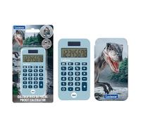 Lexibook - Calculatrice de poche Dinosaure C45DINO - Couvercle de protection, piles et solaire, bleu
