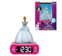 Lexibook, Disney Princesses, Réveil Veilleuse Cendrillon, Personnage Lumineux, Choix de 6 alarmes, 6 Effets sonores, Écran rétro-éclairé, Horloge, Snooze, Rose, RL800DP