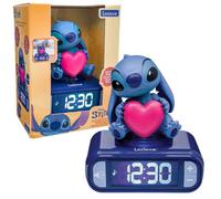 Lexibook, Disney Stitch, Réveil numérique, Veilleuse, Bleu, RL800D3LXB | Réveil Disney Stitch avec veilleuse 3D, écran LCD, effets sonores, 6 alarmes et snooze